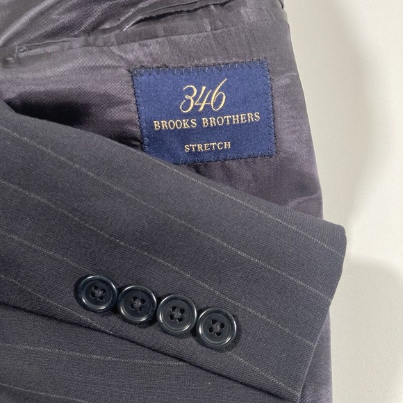 Brooks Brothers 346 Stretch Blazer 48R Wool Lycra‎ Blend Suit Jacket Pinstripe - Picture 1 of 12